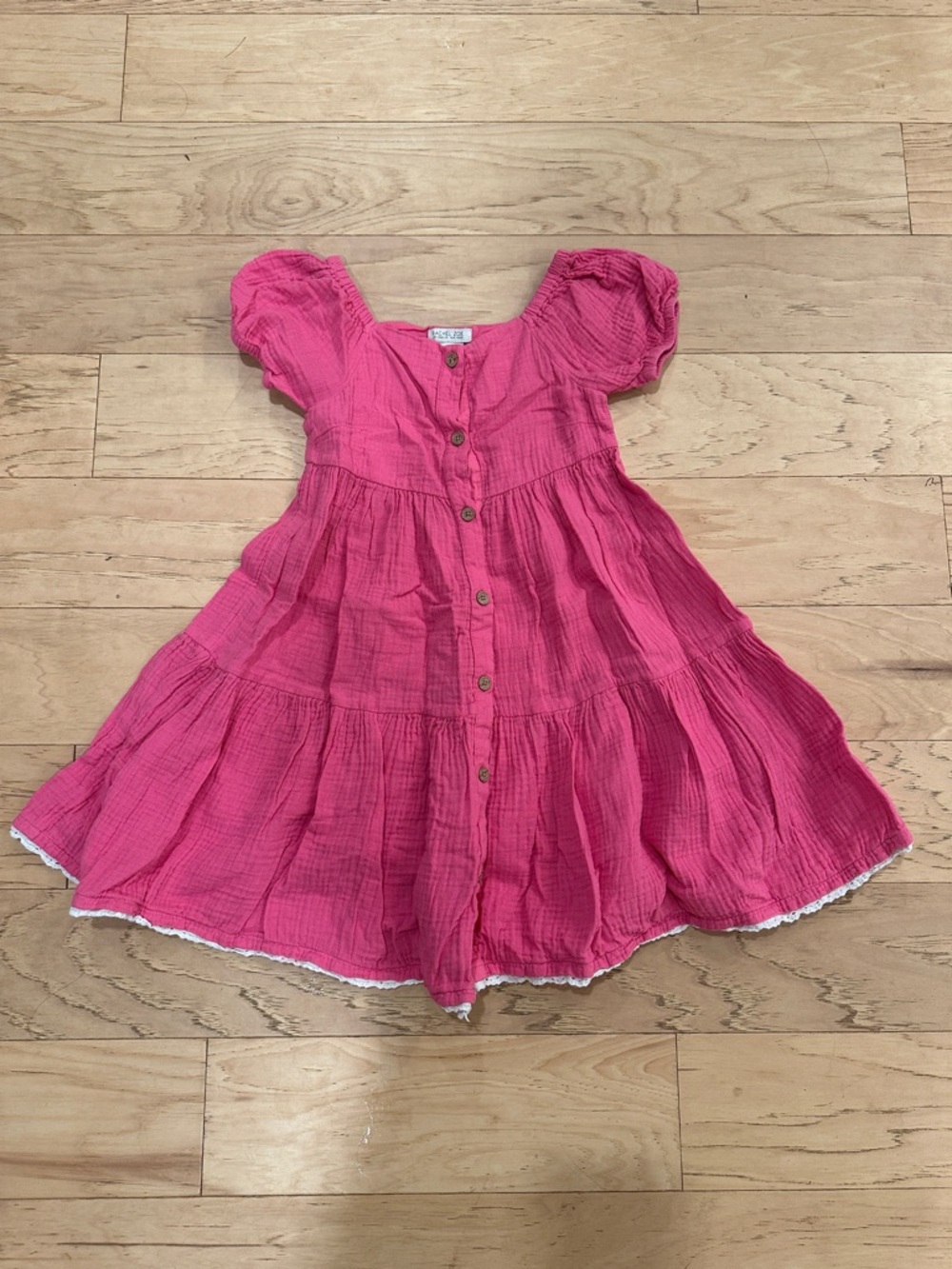 Girls' Rachel Zoe Pink Tiered Button-Front Dress 100% Cotton